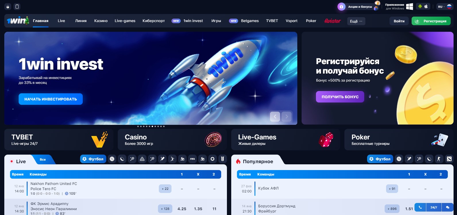 Сведения о букмекерской конторе 1ВИН